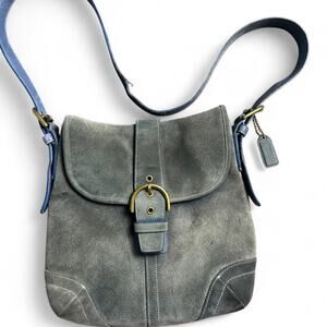 Rare Y2K Coach Soho Cornflower Blue Leather Shoulder Bag Soft Patina